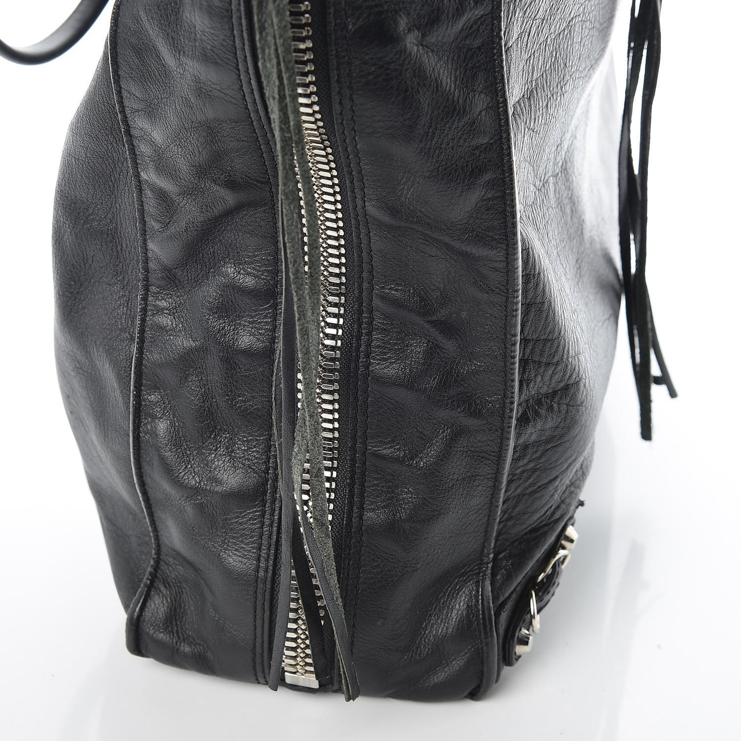 Calfskin Papier Ledger Zip Around Tote Black