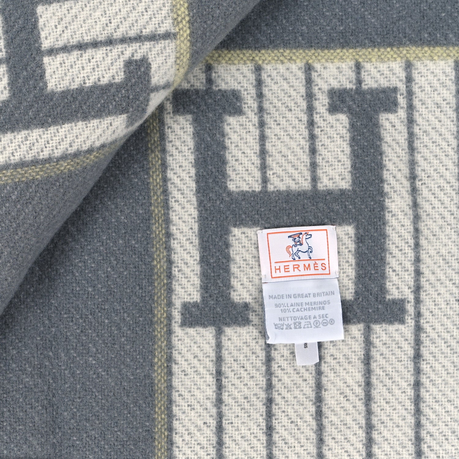 Hermes Wool Cashmere Avalon Cabriole Blanket Gris Perle 3 of 3