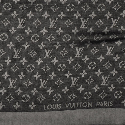 Louis Vuitton Silk Wool Monogram Denim Shawl Black 4 of 5