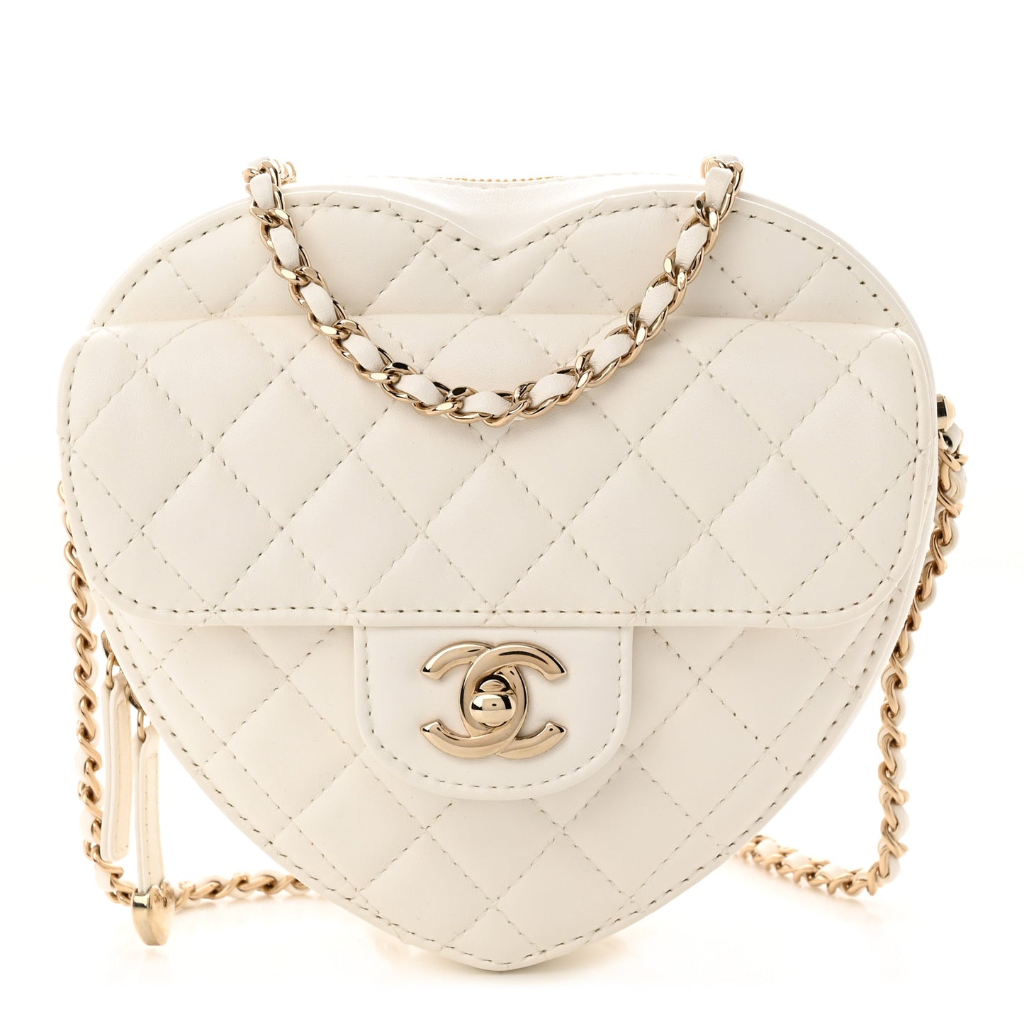 Lambskin Quilted CC In Love Heart Bag White