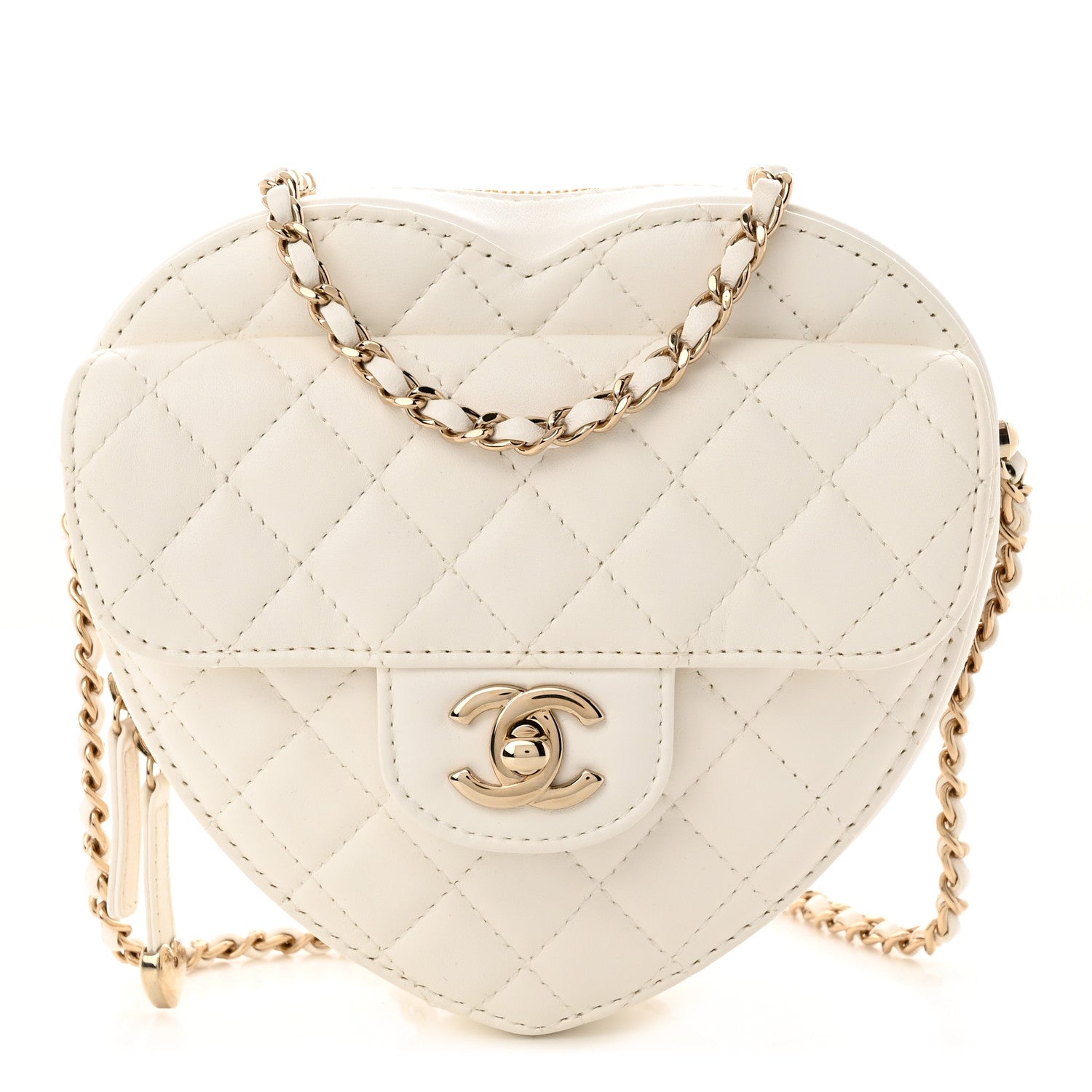 Chanel Lambskin Quilted CC In Love Heart Bag White 1 of 11
