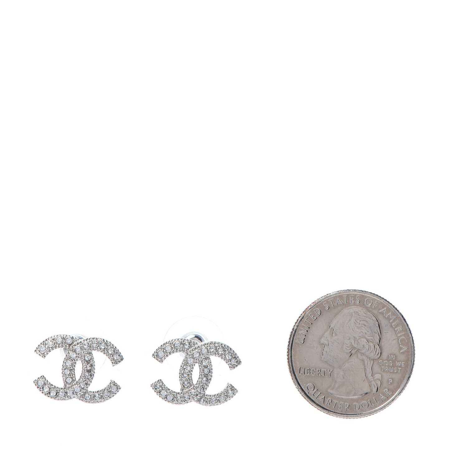 Crystal CC Earrings Silver