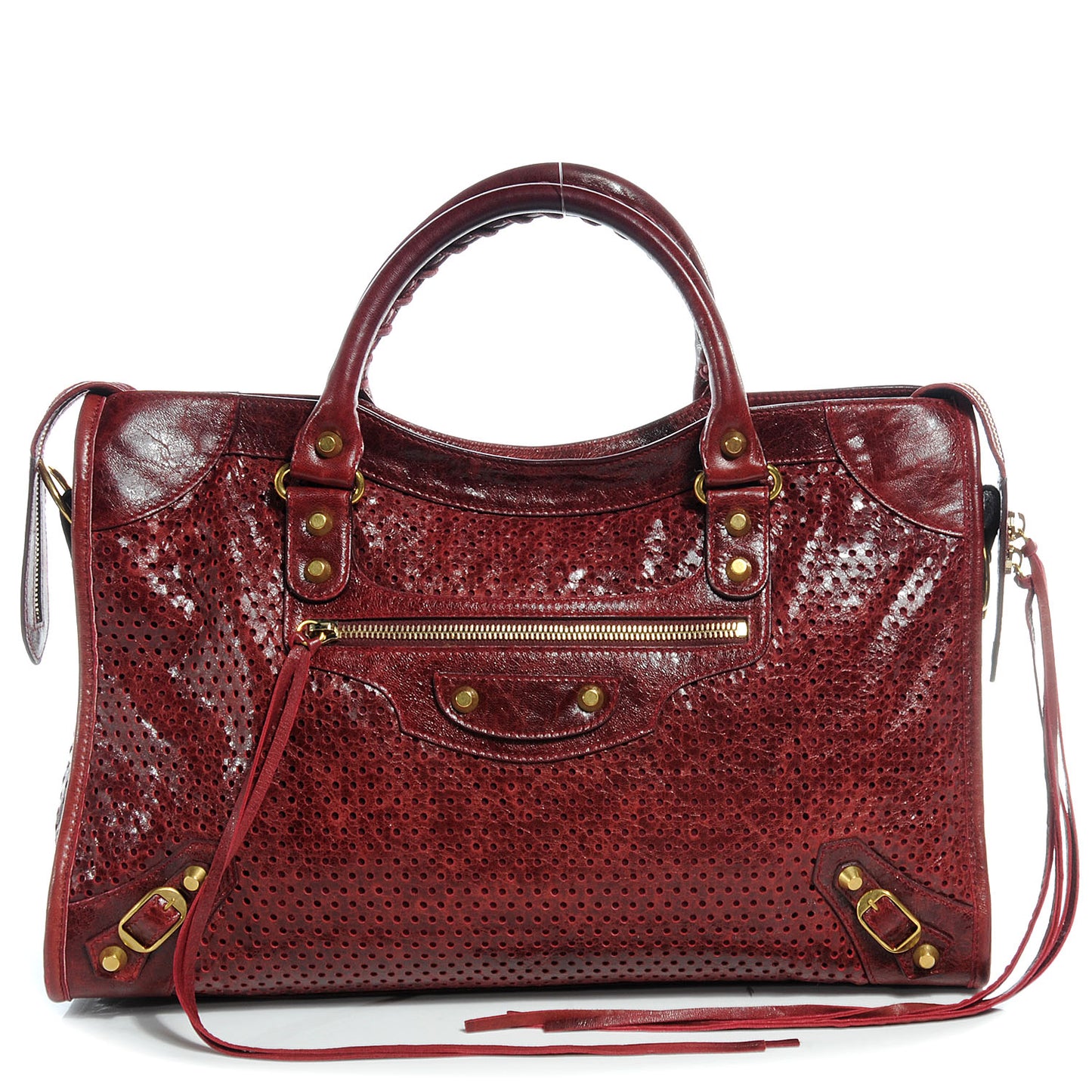 Agneau Laser Cut Cross Classic Gold Hardware City Rouge Lie De Vin