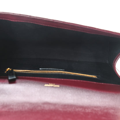 Saint Laurent Grain De Poudre Mixed Matelasse Large Triquilt Monogram Satchel Rouge Legion 5 of 7