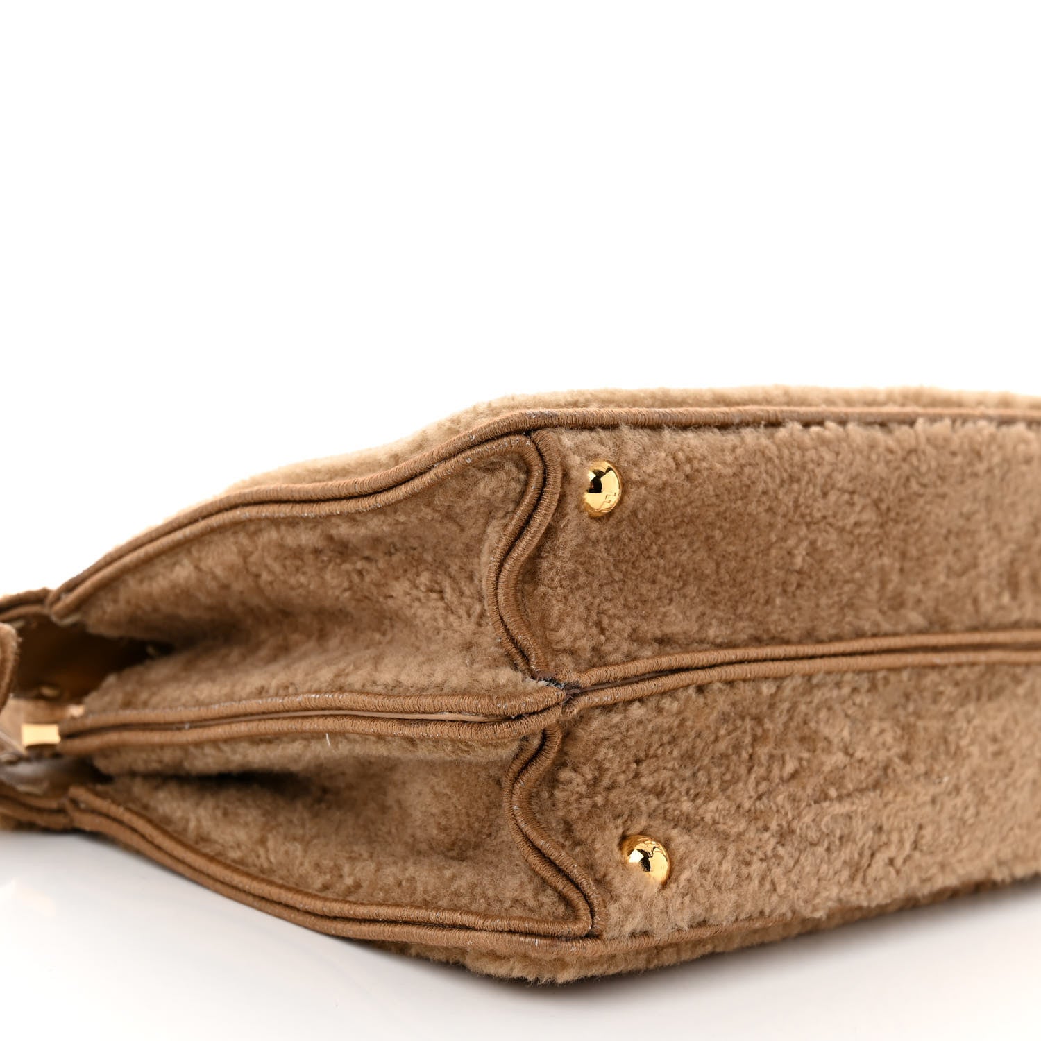 Fendi Curly Shearling Shiny Nappa Small Peekaboo I SEE U Satchel Camel 9 of 11