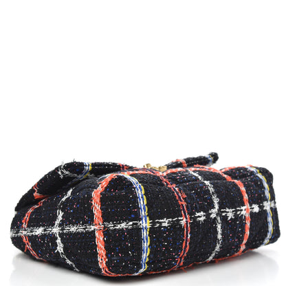Chanel Tweed Quilted Large Chanel 19 Flap Black Orange Blue 4 of 12