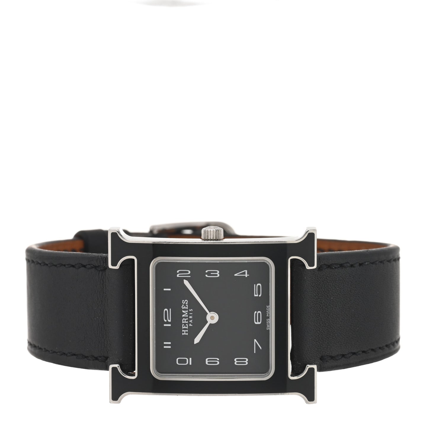 Stainless Steel Barenia Lacquer 26mm Heure H Hour Quartz Watch Noir