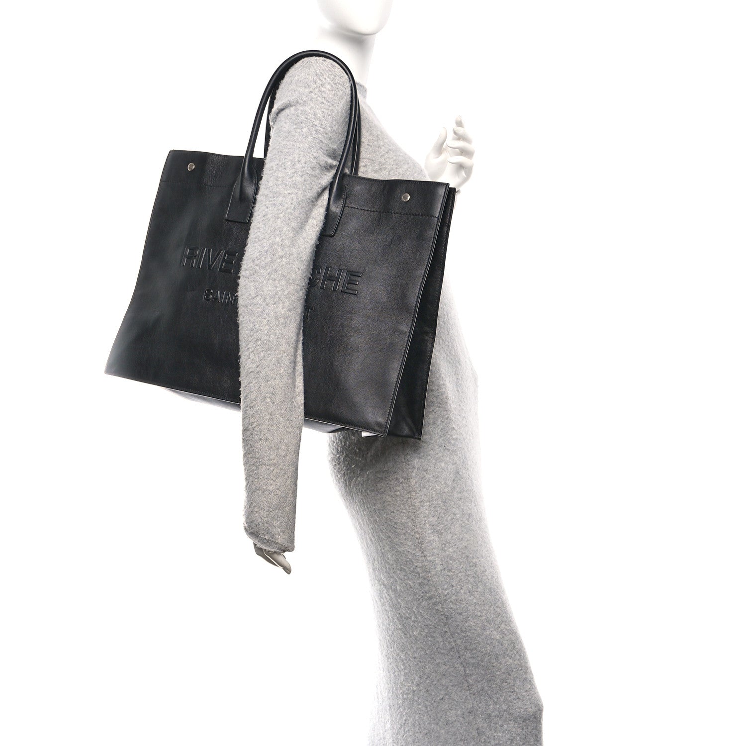 Saint Laurent Vitello Rive Gauche Large Tote Black 2 of 13