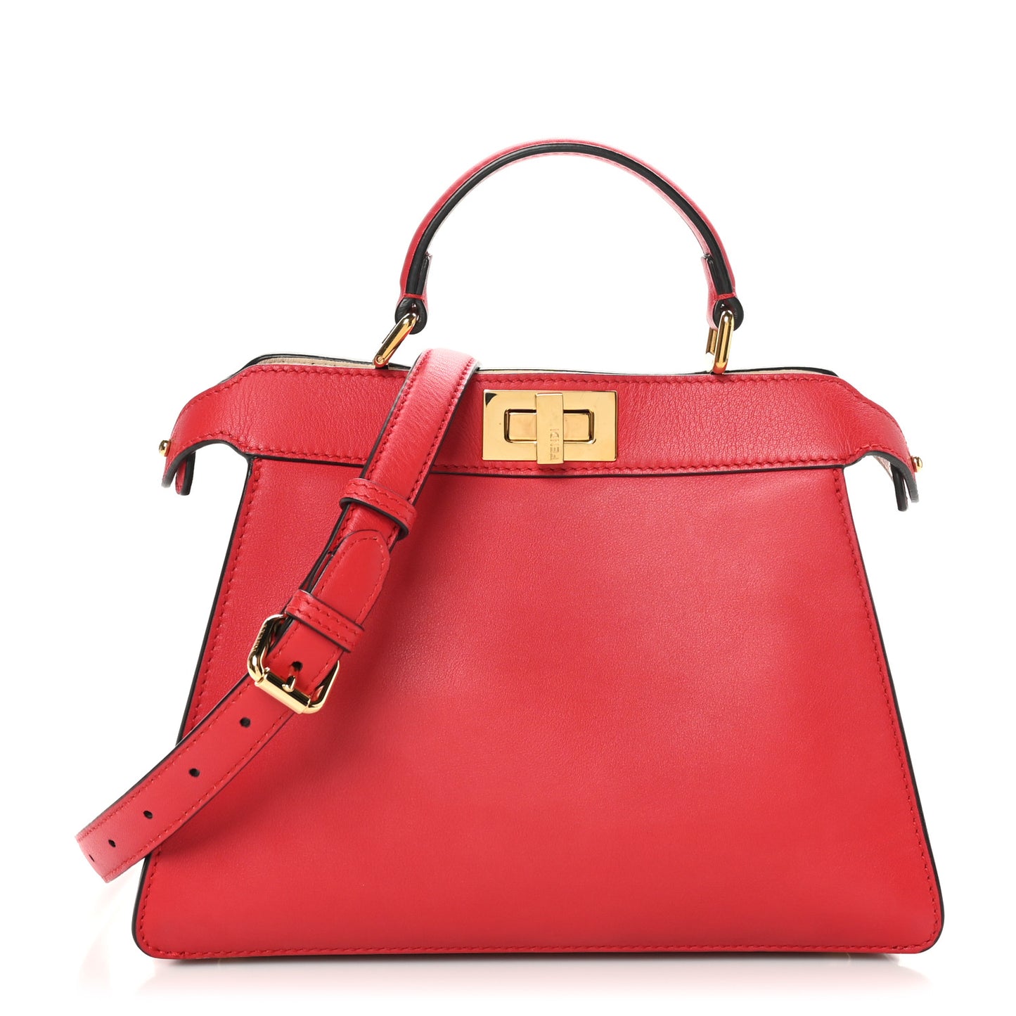 Vitello Seta Nappa Chinese Valentines Day Karligraphy Small Peekaboo I SEE U Satchel Rosso Cardinale Panna