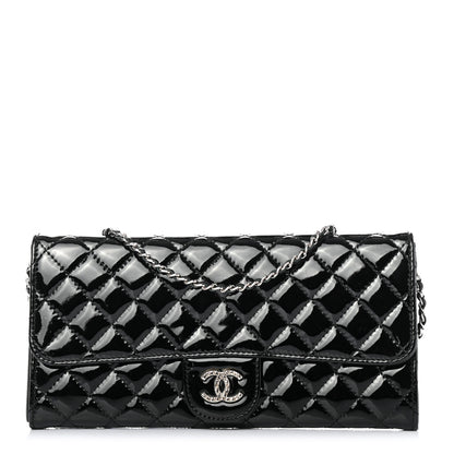 Chanel Patent Calfskin Quilted Brilliant East West Flap Clutch Black 1 of 5