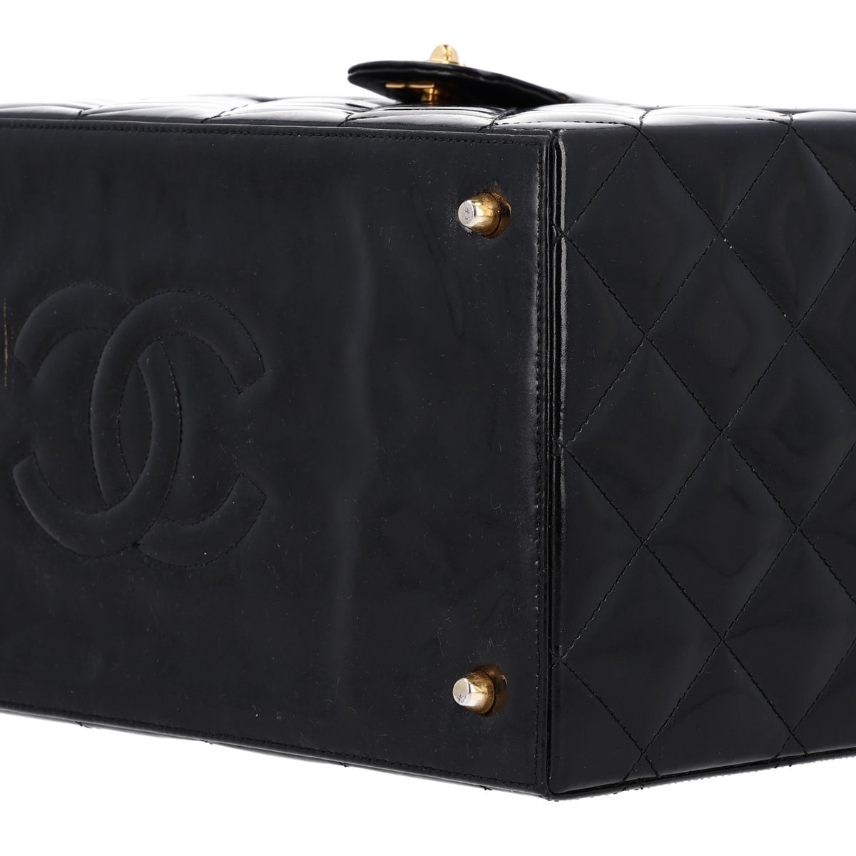 Chanel Patent Quilted Vanity Train Case Black 10 of 10