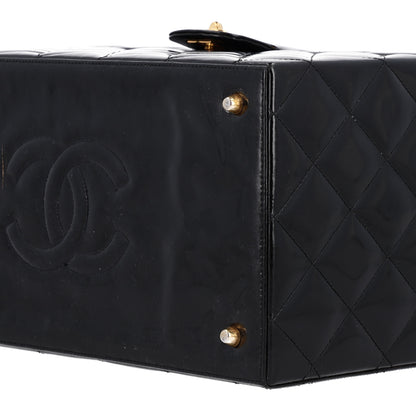 Chanel Patent Quilted Vanity Train Case Black 10 of 10