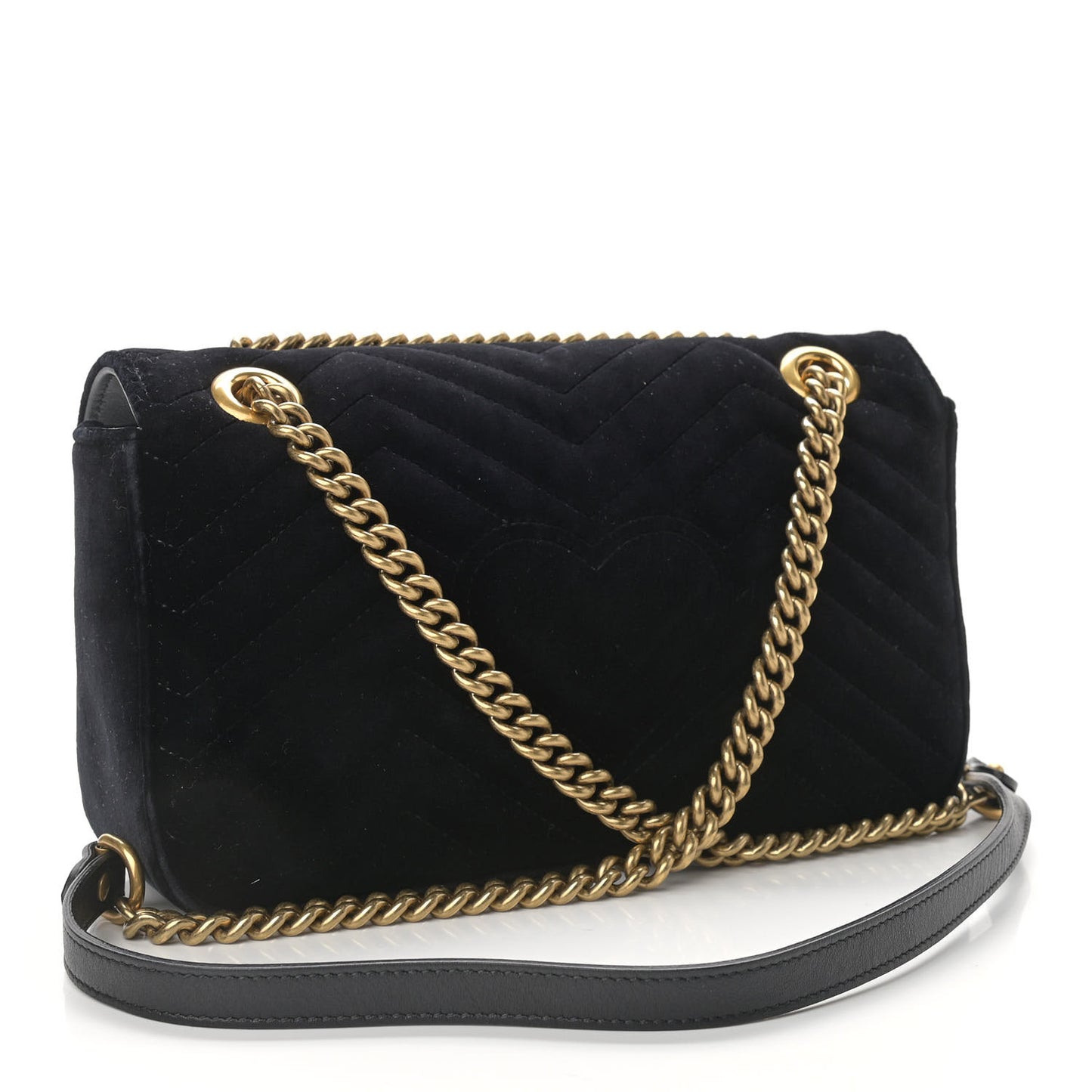 Velvet Matelasse Small GG Marmont Shoulder Bag Black