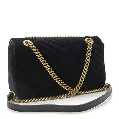 Gucci Velvet Matelasse Small GG Marmont Shoulder Bag Black 3 of 12