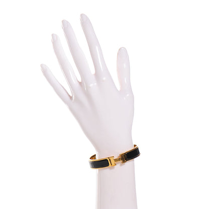 Hermes Enamel Narrow Clic Clac H Bracelet GM Black 2 of 5