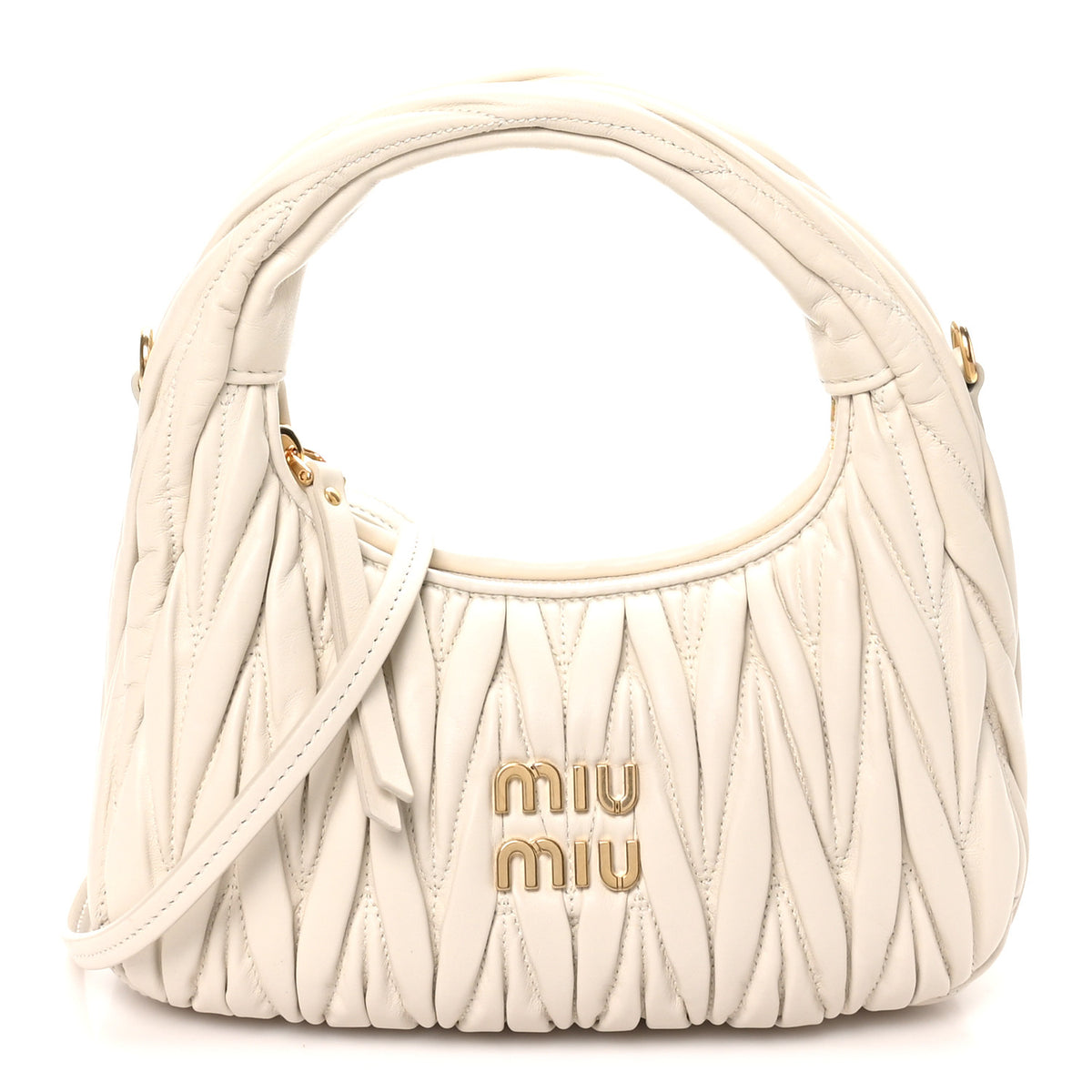 Nappa Matelasse Small Wander Hobo White
