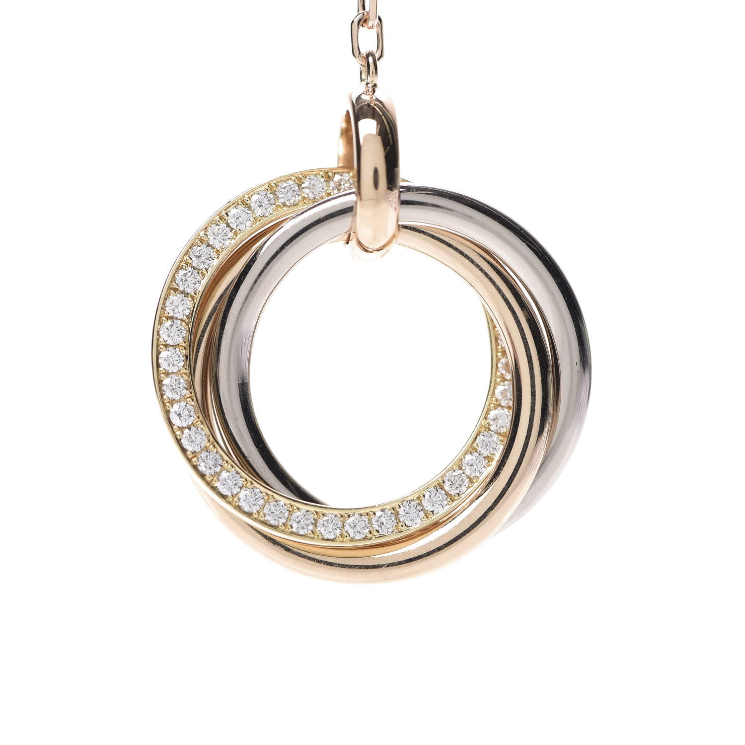 Cartier 18K Pink Yellow White Gold Diamond Trinity Lariat Necklace 7 of 7