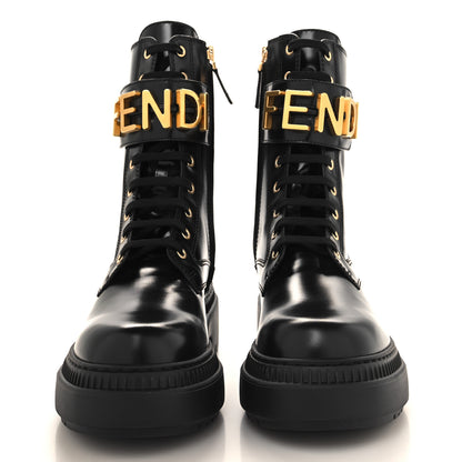 Fendi Vitello Abrasivato Fendigraphy 50mm Biker Boots 38 Black 2 of 9
