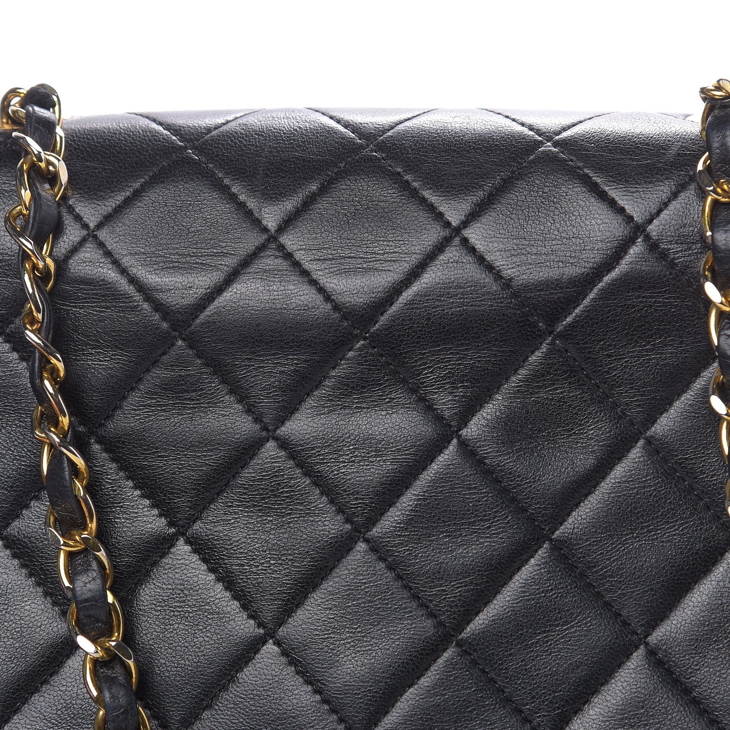 Lambskin Quilted Mini Square Flap Black