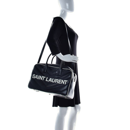 Saint Laurent Calfskin Medium Miles Logo Bowler Duffel Bag Black 2 of 8