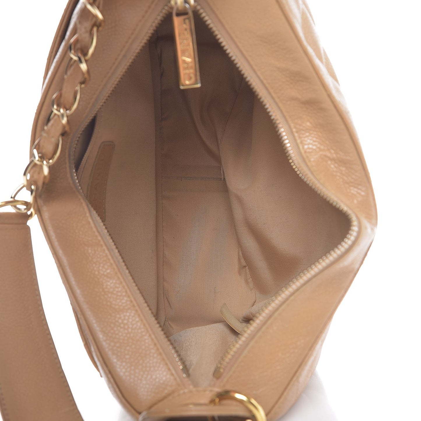 Caviar Quilted Hobo Beige