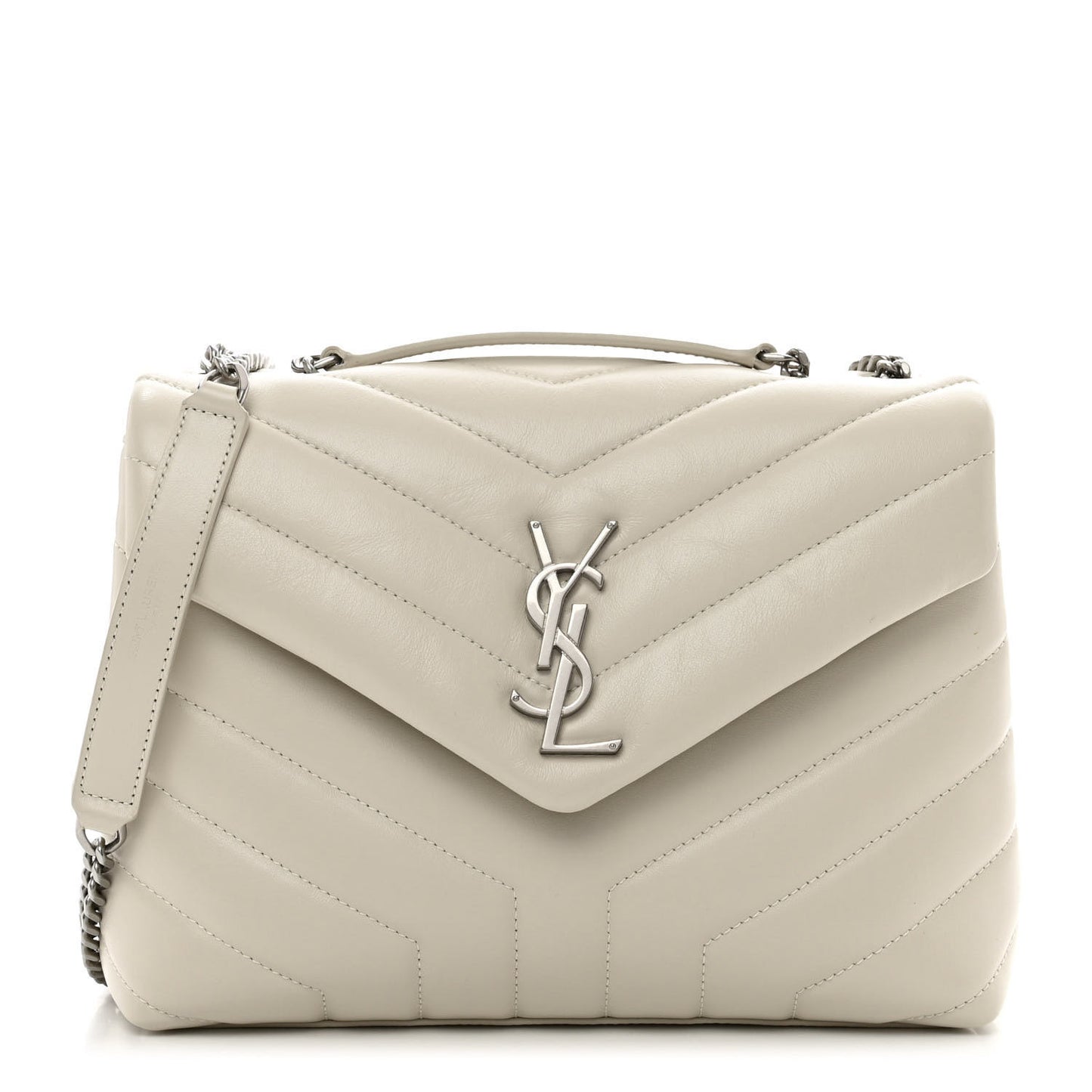 Calfskin Y Quilted Monogram Small Loulou Chain Satchel Crema Soft