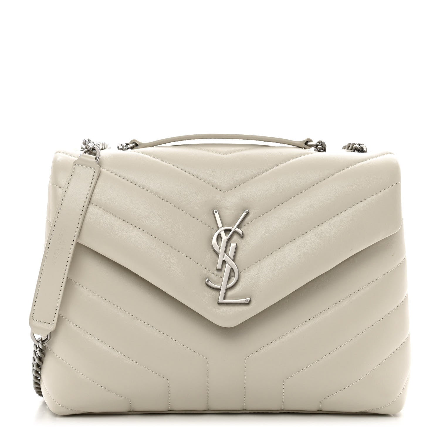 Saint Laurent Calfskin Y Quilted Monogram Small Loulou Chain Satchel Crema Soft 1 of 11