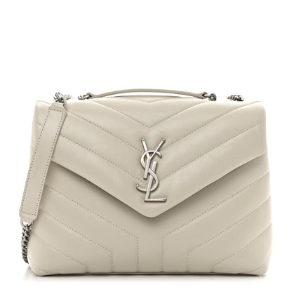 Saint Laurent Calfskin Y Quilted Monogram Small Loulou Chain Satchel Crema Soft 1 of 11