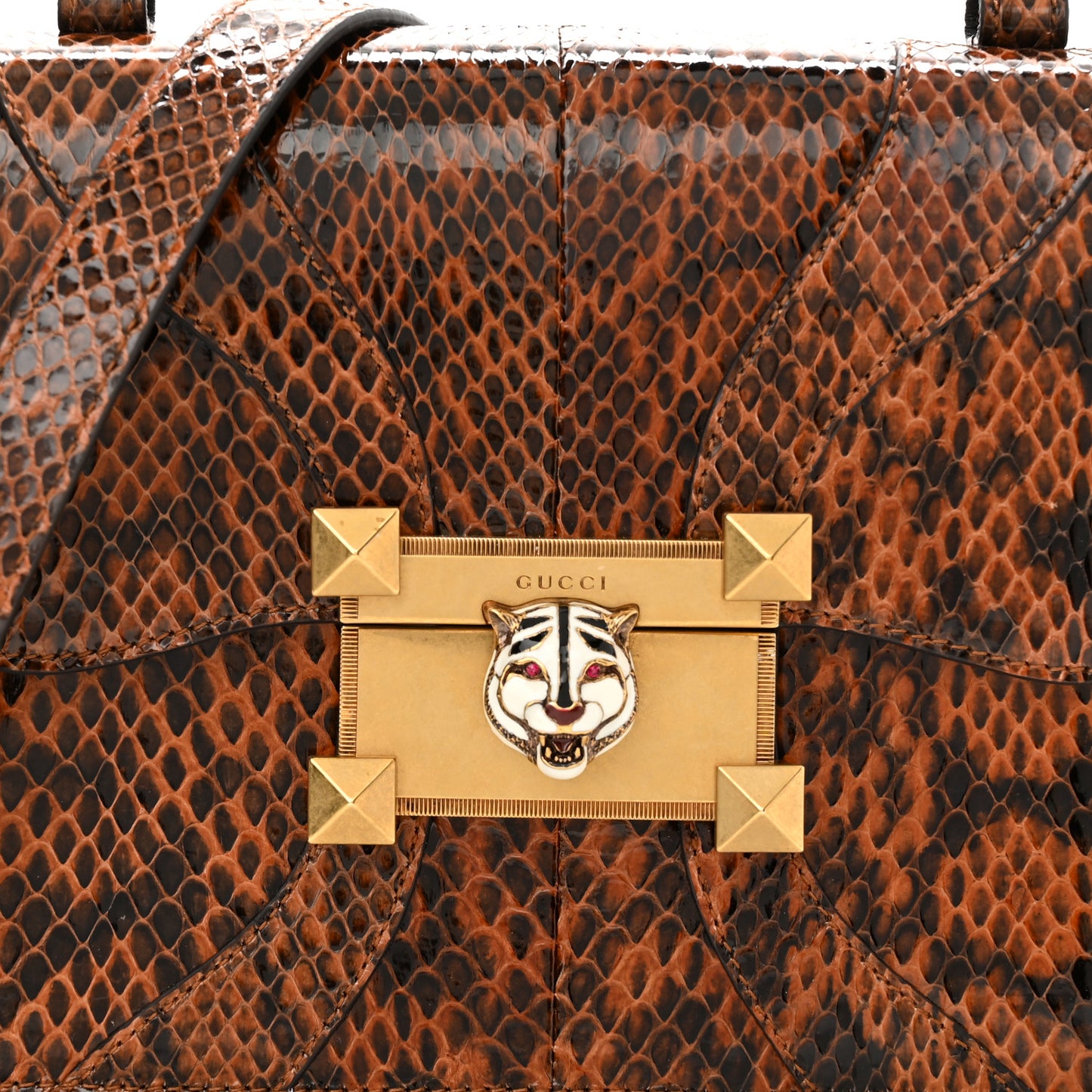 Elaphe Radiata Crystal Osiride Shoulder Bag Bright Cuir Ruby