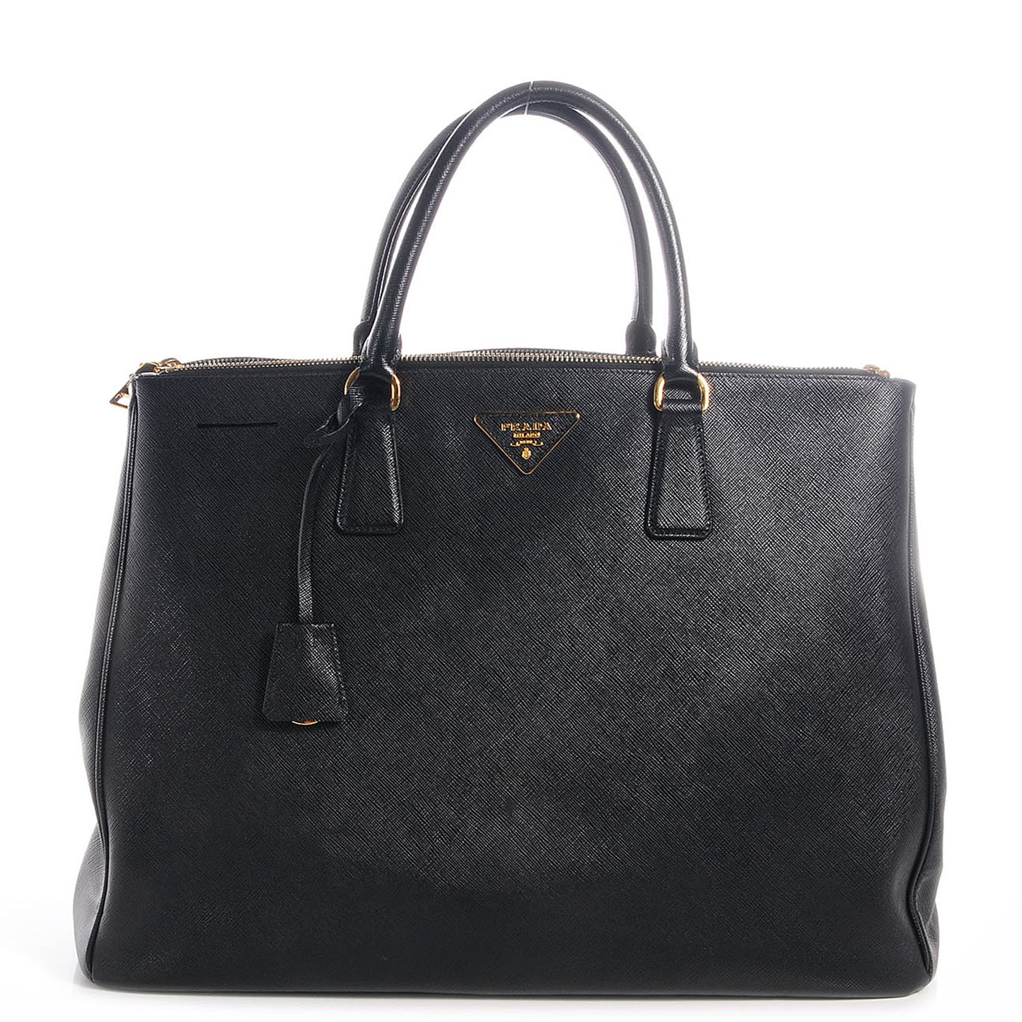 Saffiano Lux Large Double Zip Tote Nero Black