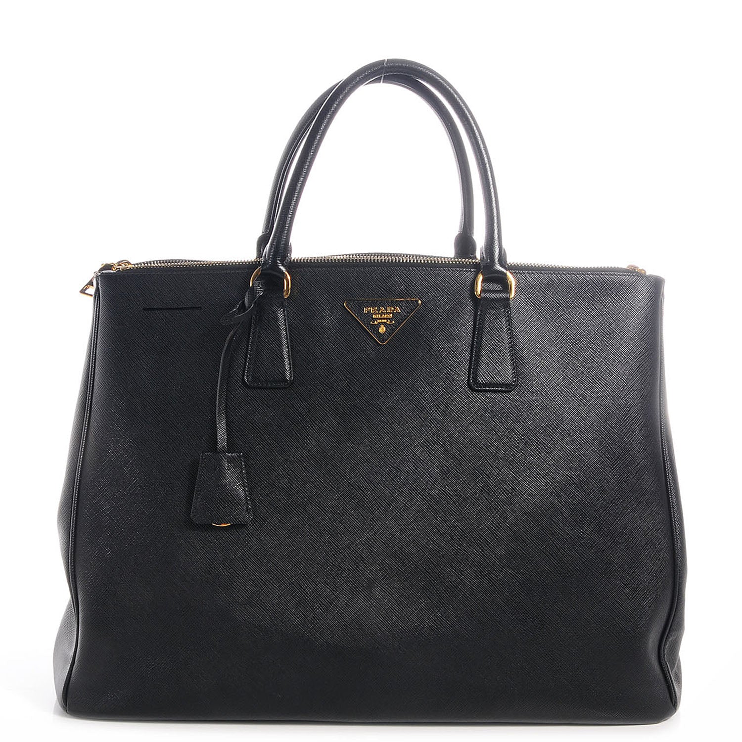 Prada Saffiano Lux Large Double Zip Tote Nero Black 1 of 10