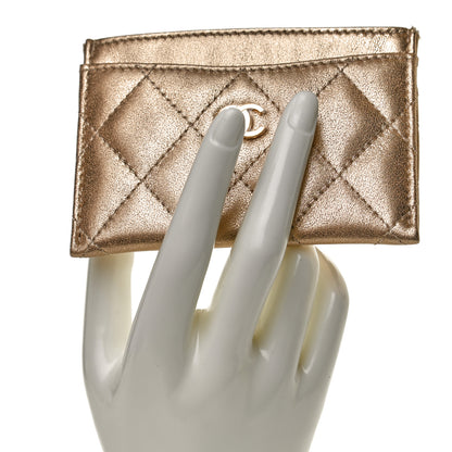 Chanel Metallic Lambskin Quilted CC Card Holder Gold 2 of 9
