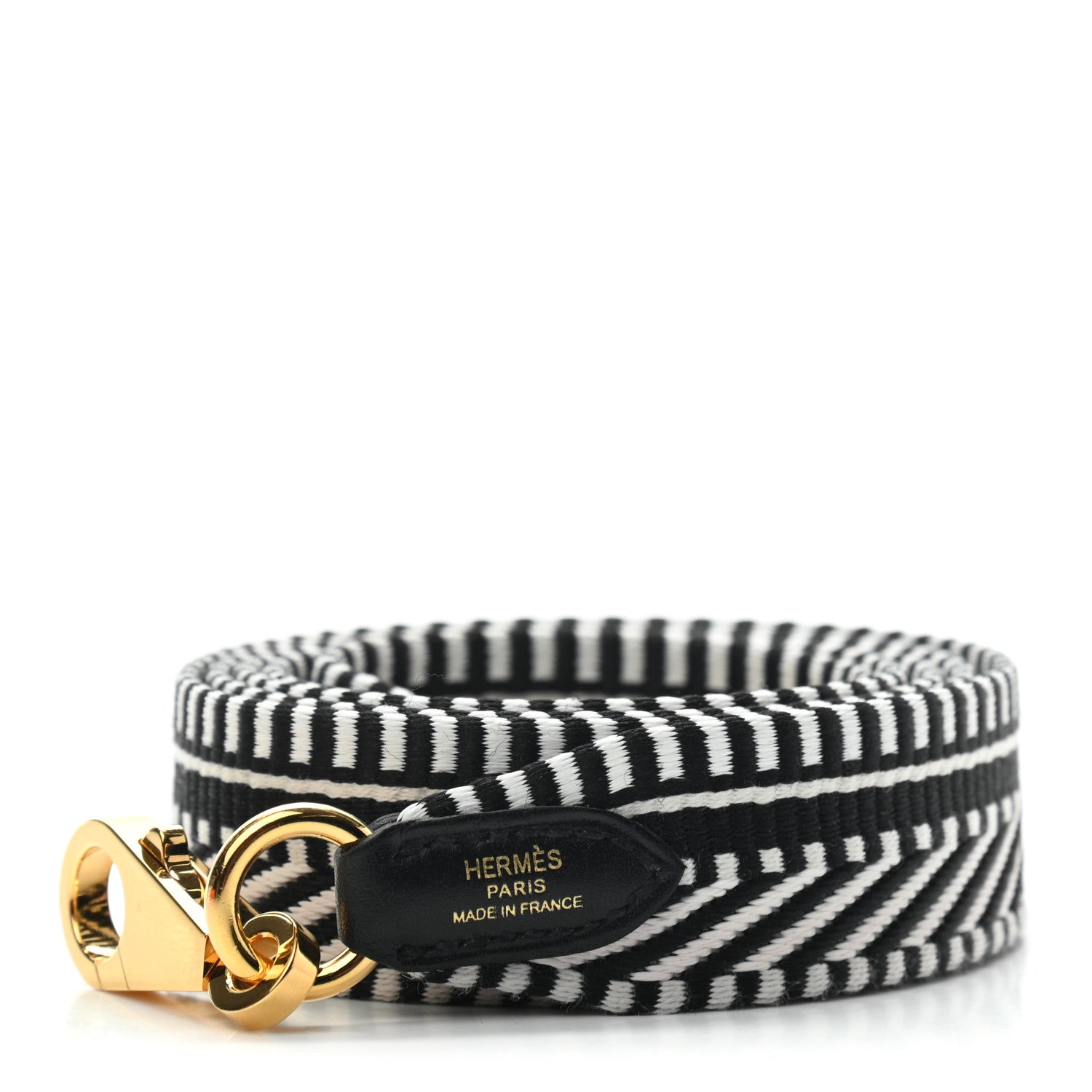 Hermes Toile Swift 25mm Sangle Cavale Shoulder Strap Black Ecru 1 of 3