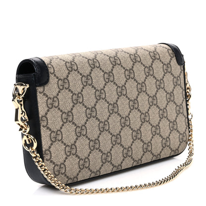 Gucci GG Supreme Monogram Azalea Calfskin Horsebit 1955 Mini Bag Beige Black 4 of 11