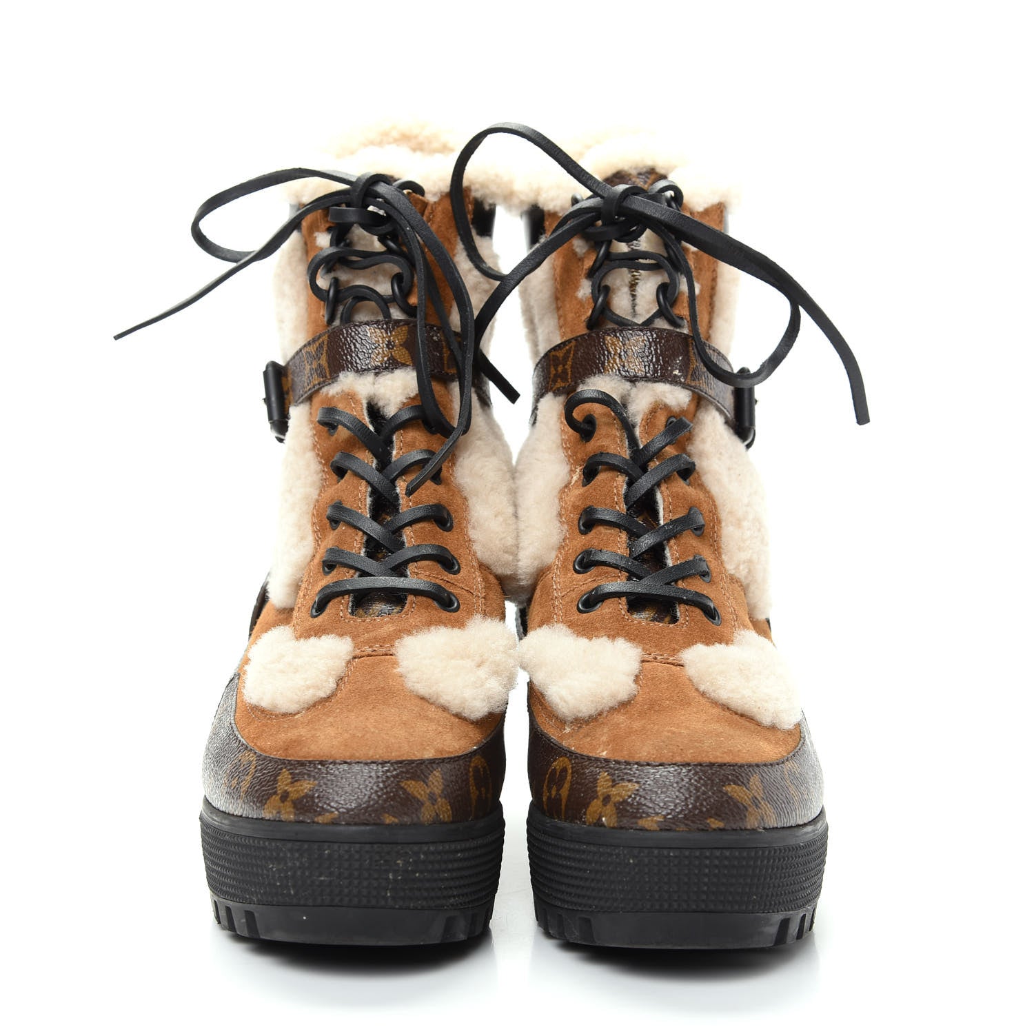 Louis Vuitton Suede Calfskin Shearling Monogram Laureate Platform Desert Boots 39 Cognac 2 of 9