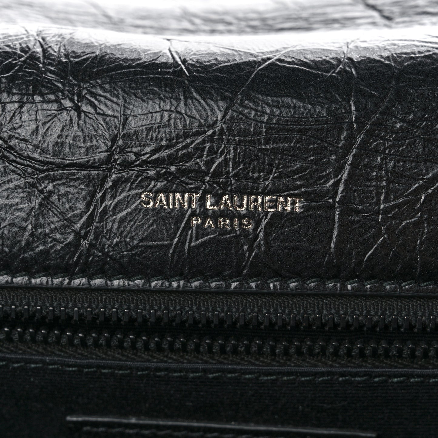 Crinkled Calfskin Matelasse Monogram Medium Niki Chain Satchel Black