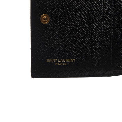 Saint Laurent Grain De Poudre Matelasse Chevron Monogram Zipped Card Case Black 6 of 7