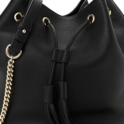 Gucci Pebbled Calfskin Miss Bamboo Bucket Bag Black 8 of 10