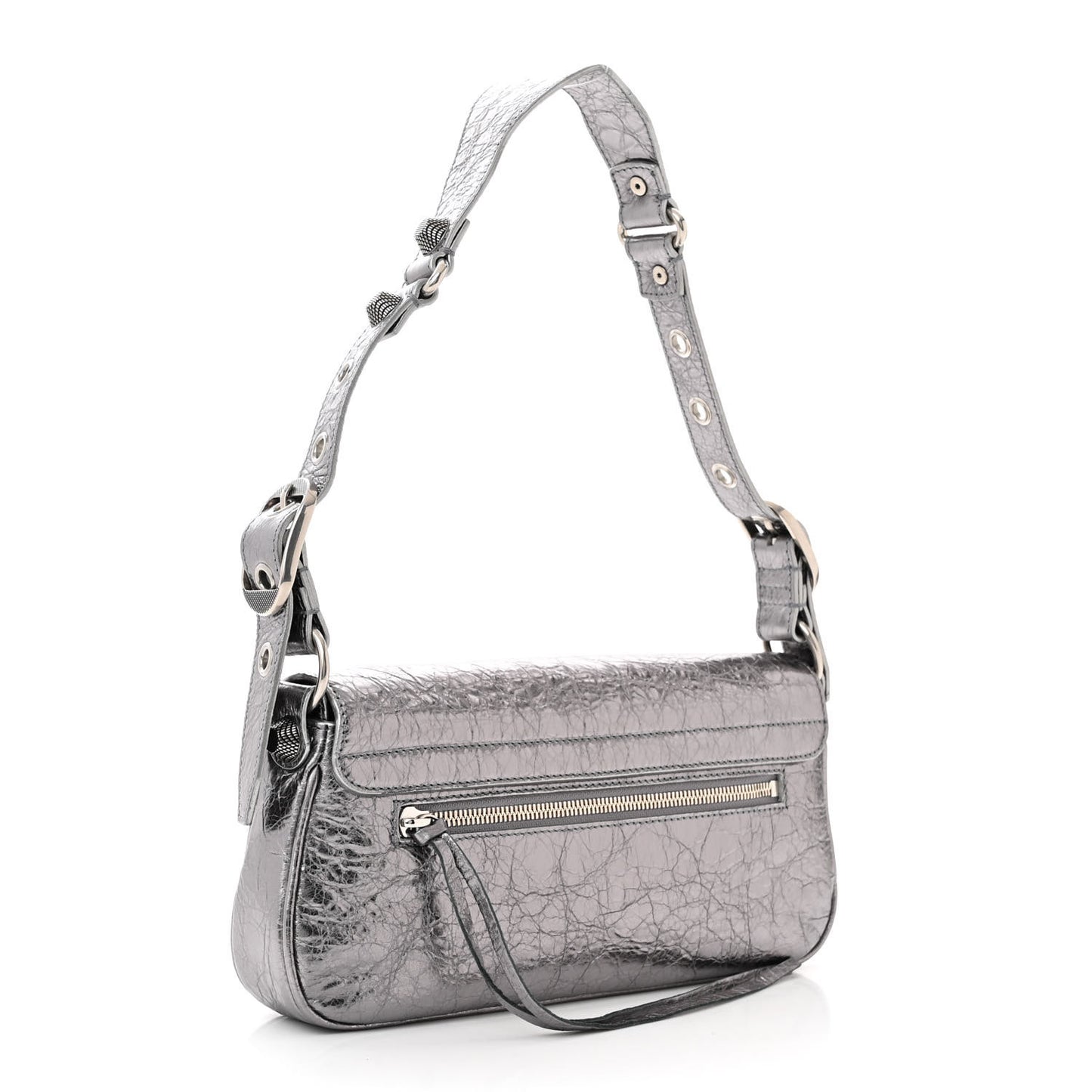 Metallic Agneau Arena Small Le Cagole Sling Bag Silver
