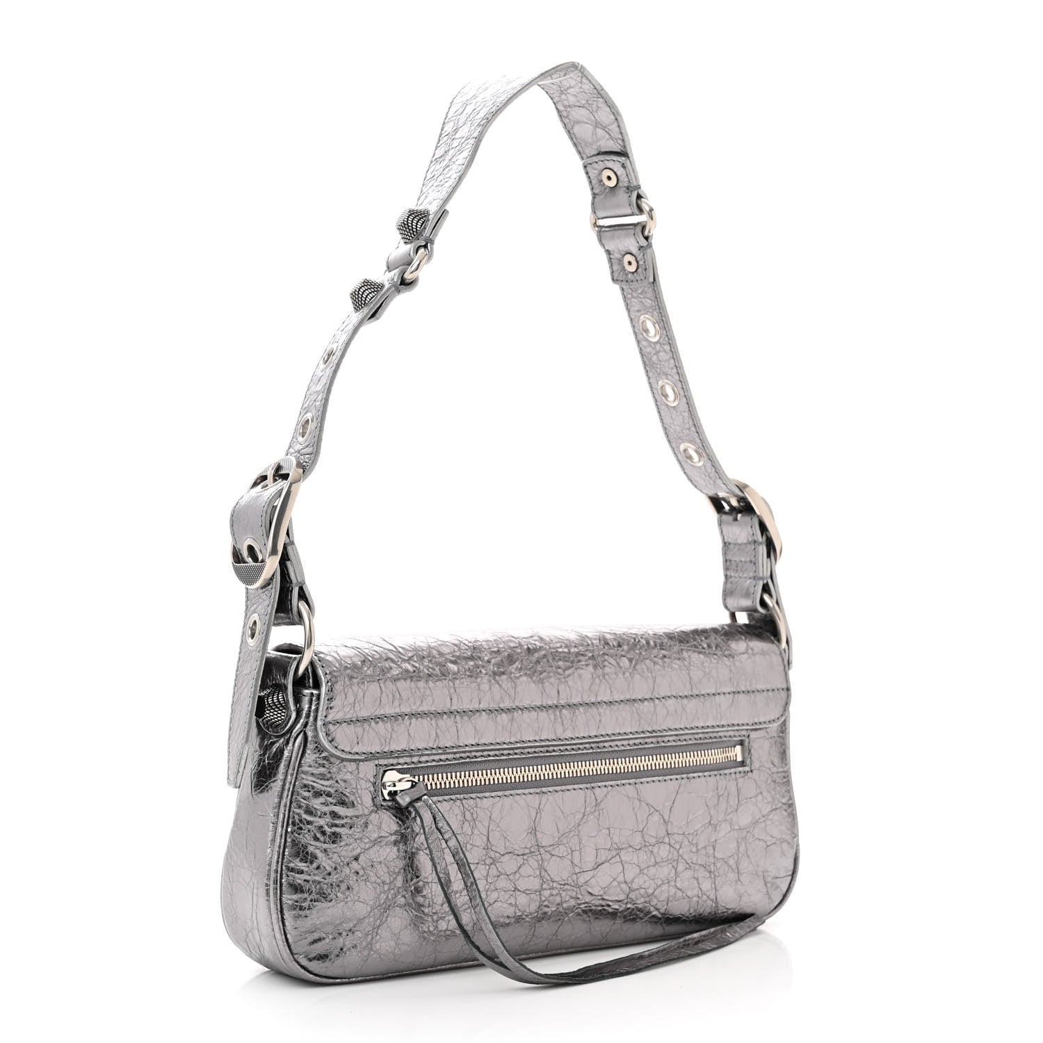 Balenciaga Metallic Agneau Arena Small Le Cagole Sling Bag Silver 3 of 10
