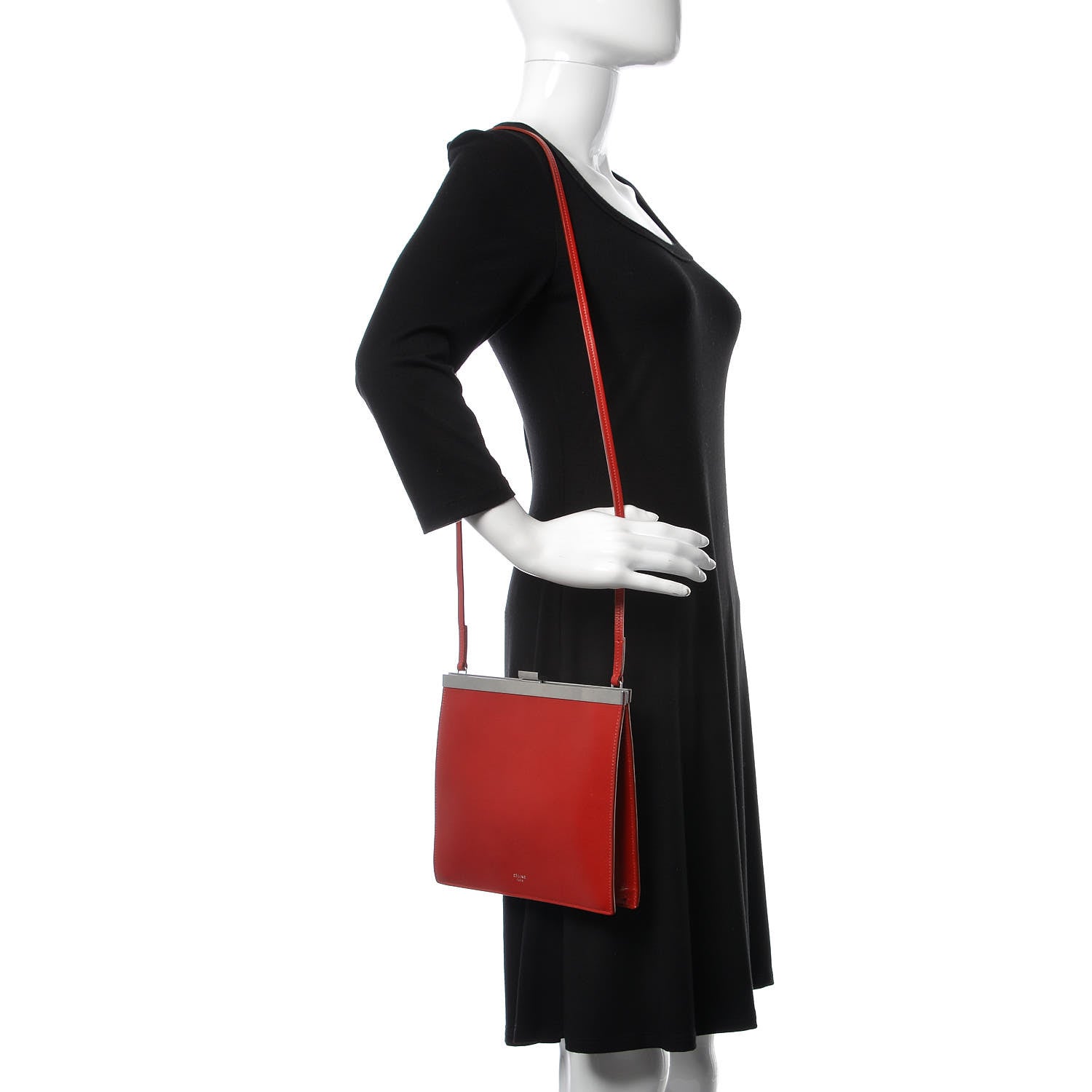 Celine Smooth Calfskin Mini Clasp Bag Pop Red 2 of 8