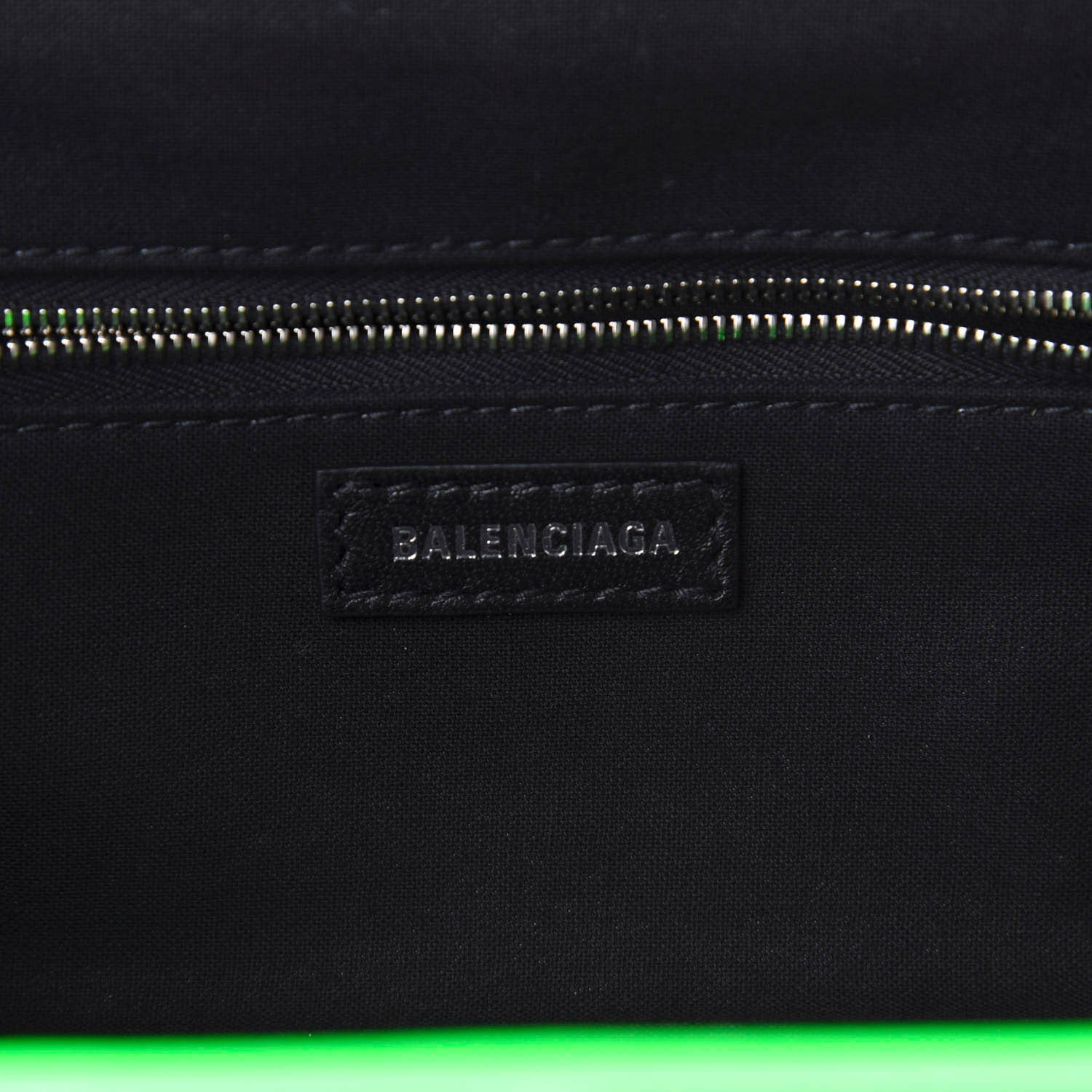 Balenciaga Grained Calfskin Logo Cloud Clutch XS Fluo Green 9 of 10