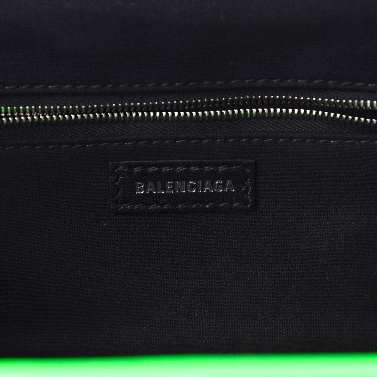 Grained Calfskin Logo Cloud Clutch XS Fluo Green