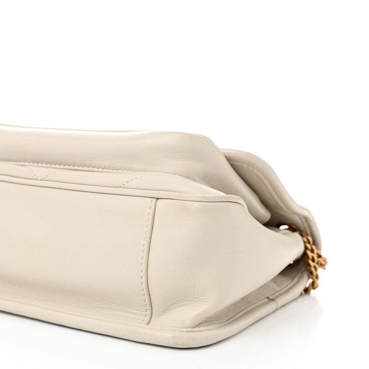 Crinkled Calfskin Matelasse Monogram Baby Niki Chain Satchel Ivory