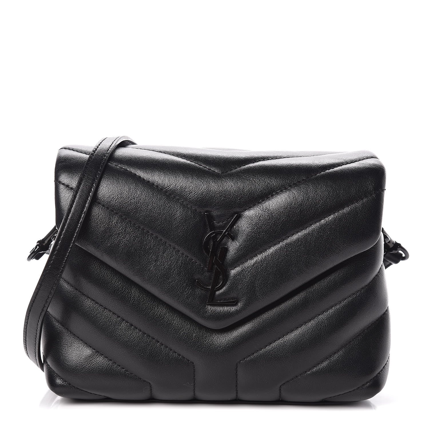 Saint Laurent Calfskin Y Quilted Monogram Toy Loulou Crossbody Bag Black 1 of 10
