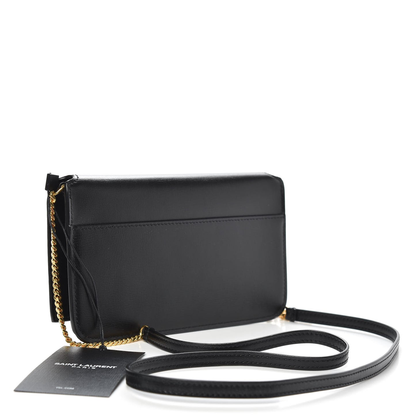 Smooth Calfskin Monogram Phone Holder Crossbody Black