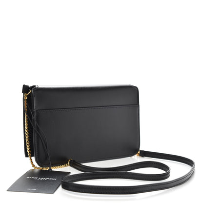 Saint Laurent Smooth Calfskin Monogram Phone Holder Crossbody Black 3 of 9