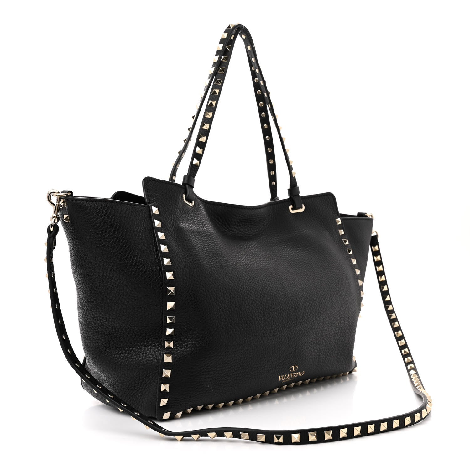 Valentino Garavani Pebbled Calfskin Medium Rockstud Tote Black 3 of 11