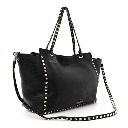 Valentino Garavani Pebbled Calfskin Medium Rockstud Tote Black 3 of 11