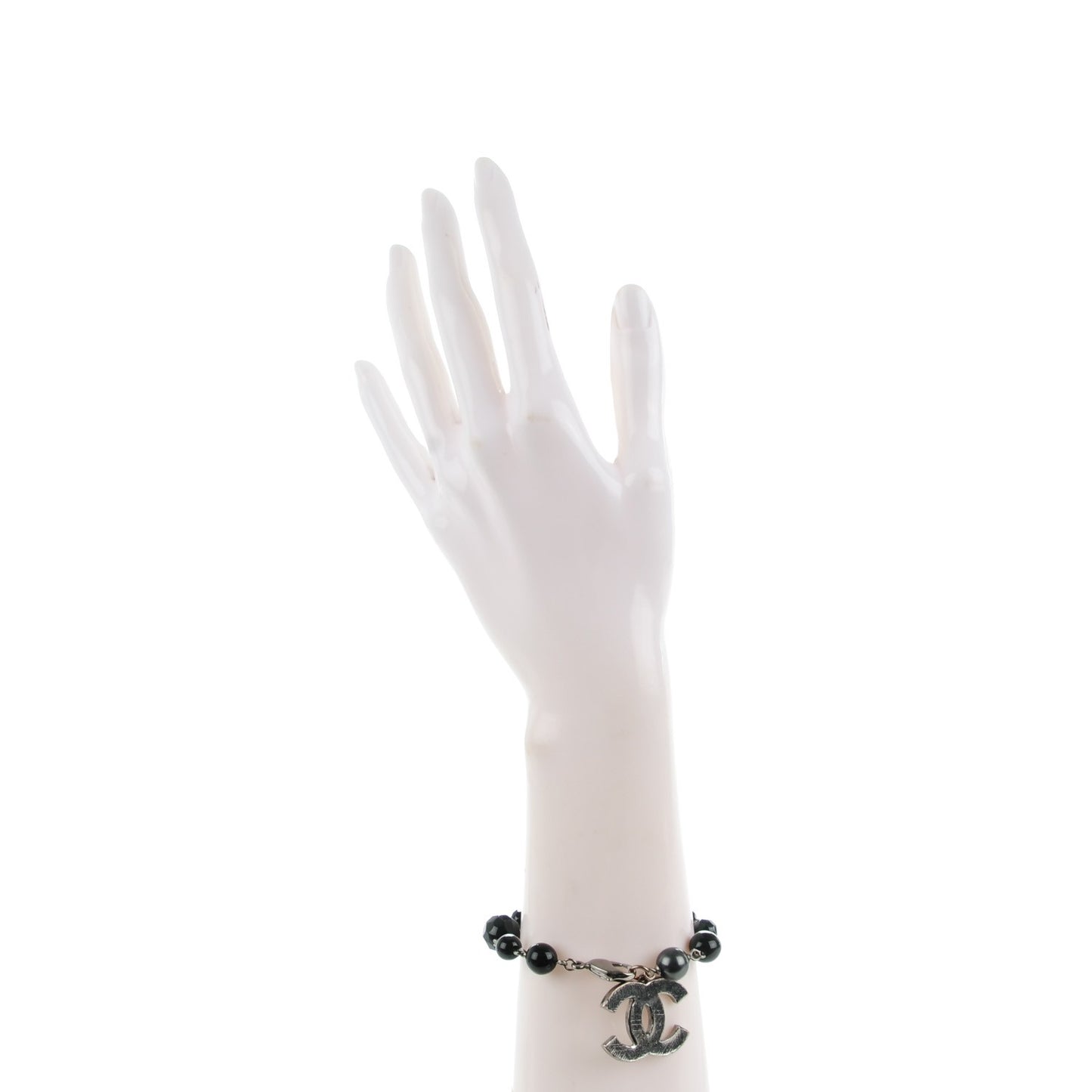 Ruthenium Beaded CC Bracelet Black